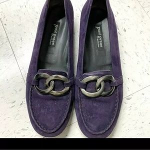 RARE Paul Green Munchen Purple Suede Silver Hardware Loafer